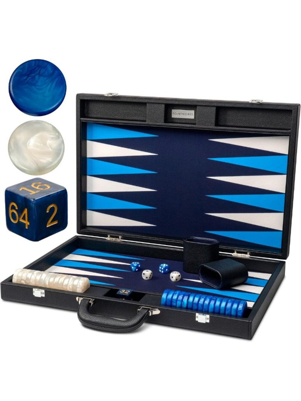 Premium 19-Inch Leather Backgammon Set for Adults - Travel Game with Checkers